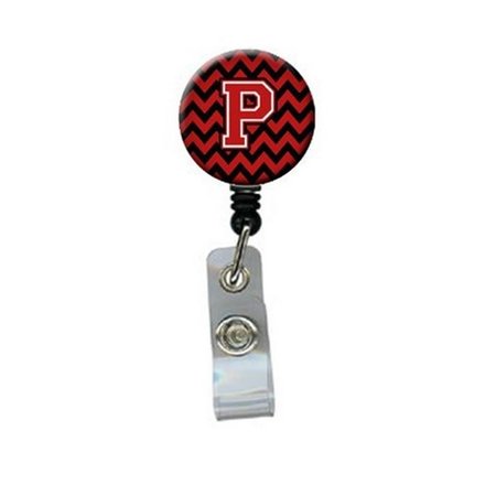 CAROLINES TREASURES Letter P Chevron Black and Red Retractable Badge Reel CJ1047-PBR